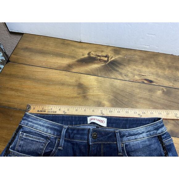 Driftwood Jackie Beaded Side Stripe Raw Hem Jeans Women’s Size 31 - Picture 9 of 11